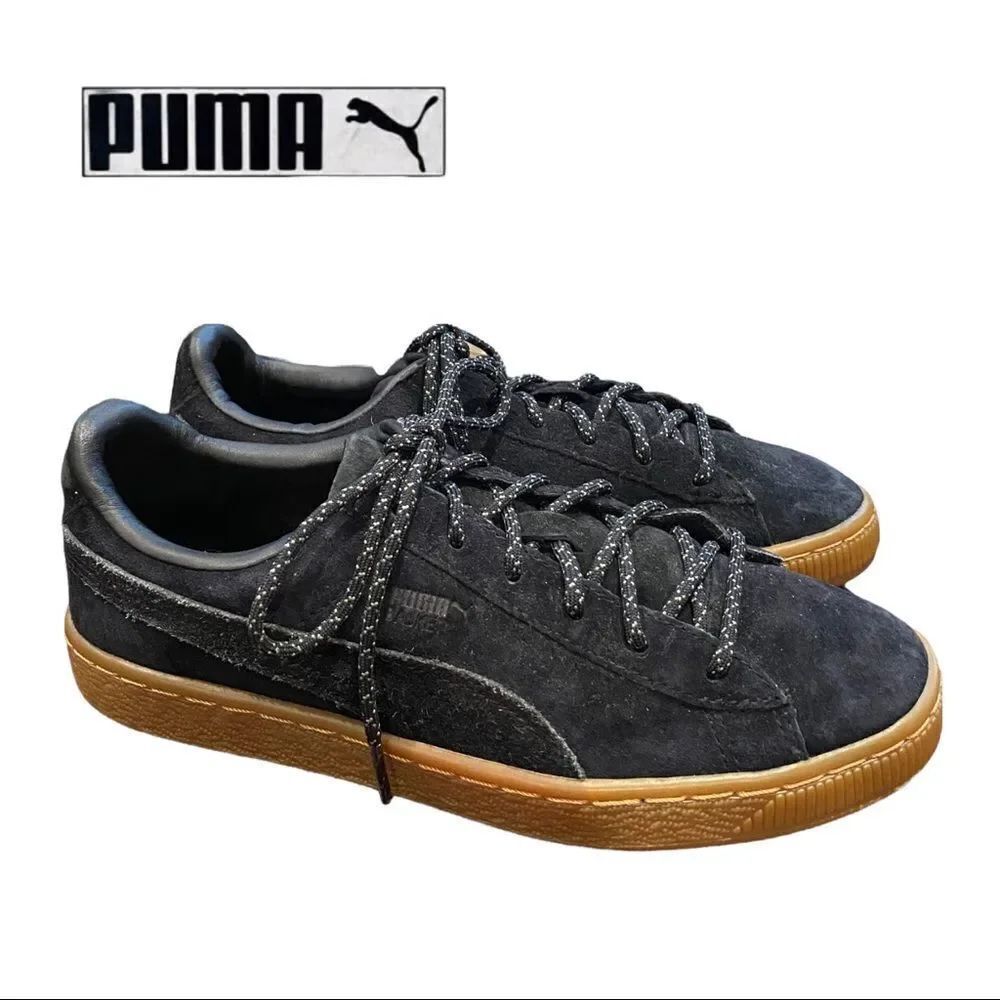 PUMA Big Kids Black Suede Leather Tennis Shoes Sneakers 5 5C